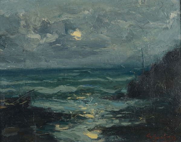 Giuseppe Sacheri (Genova 1863 - Pianfei 1950) Marina notturna