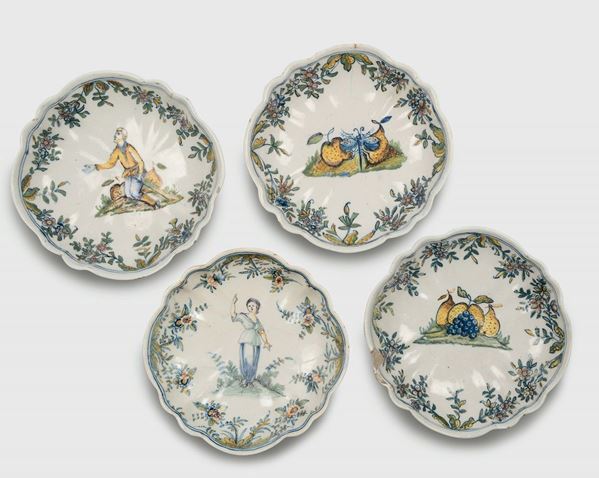Quattro piccole coppe Pavia,seconda metà del XVIII secolo