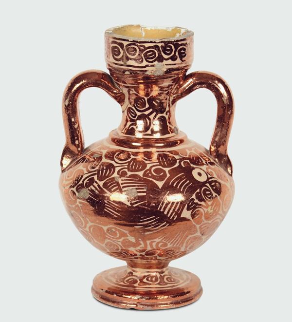 Vaso biansato Spagna, Manises, XVIII secolo