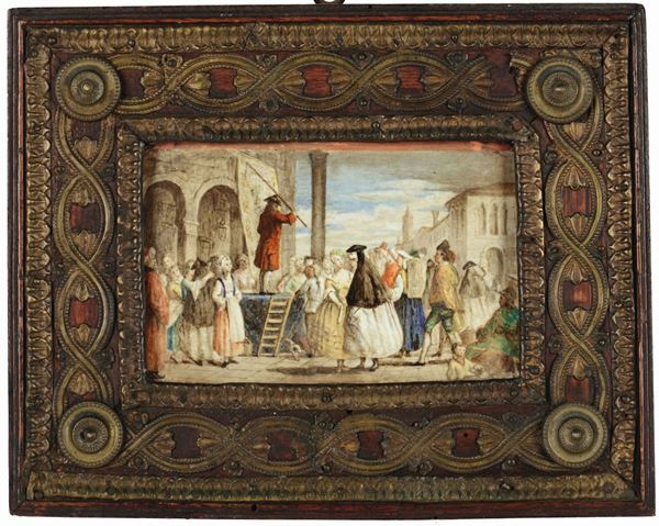 Formella  Nove, manifattura Antonibon-Parolin, fine XVIII - inizio XIX secolo. Probabile pittura di  [..]