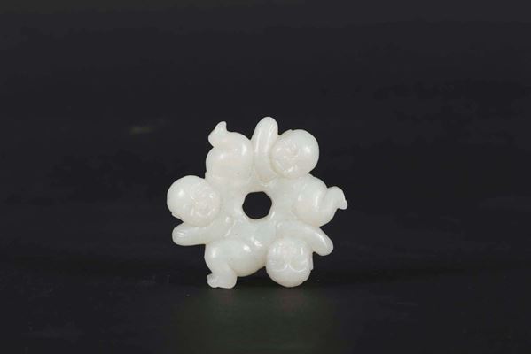 A white jade three children group, China, Qing Dynasty, 19th century