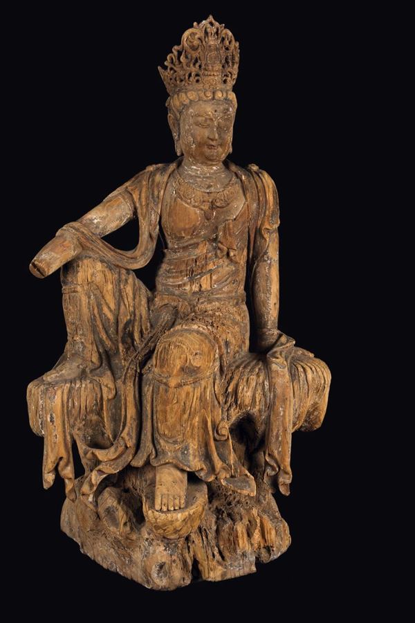 A large figure of seated Guanyin, China, probably Song Dynasty (960-1279)