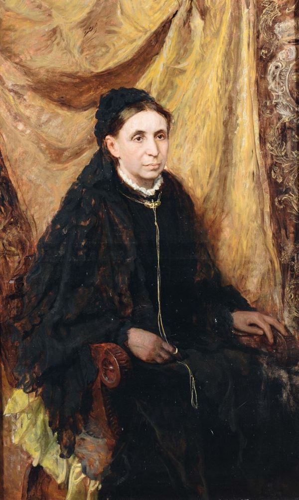 Domenico Morelli (Napoli 1826-1901), ambito di Ritratto di anziana donna