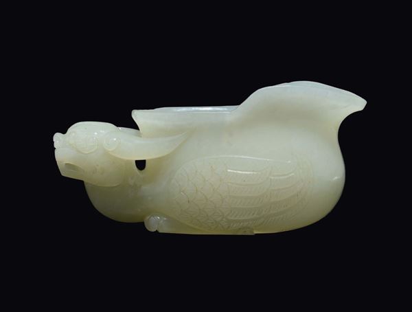 A white jade phoenix cup, China, Qing Dynasty, 19th century