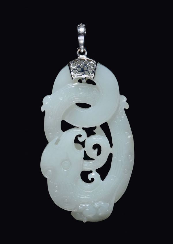 A white jade phoenix pendant, China, Qing Dynasty, 19th century