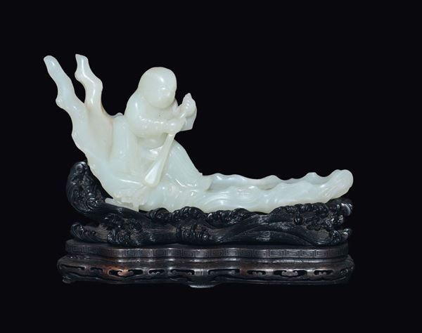 A white jade fisherman and boat group, China, Qing Dynasty, Qianlong Period (1736-1795)
