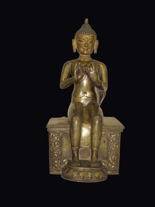 Grande ed importante figura di Bodhisattva Maitreya in bronzo dorato, Tibet, Dinastia Song, XIII seco [..]