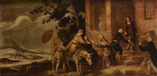 Cornelis De Wael (Anversa 1592 - Roma 1667), ambito di La Visitazione