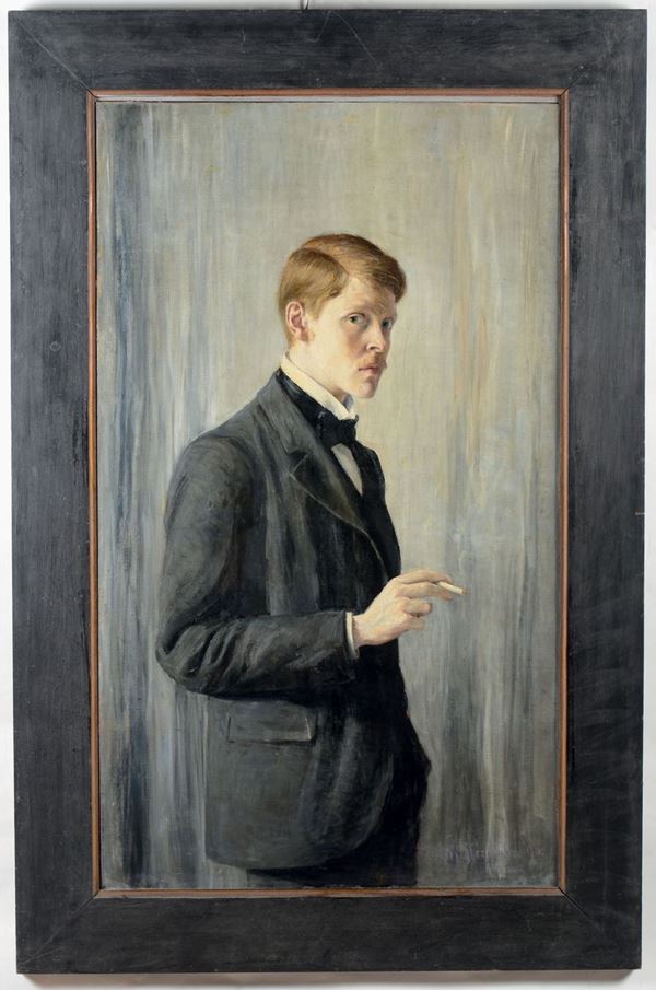 Oscar Hermann-Lamb (1876-1947) Ritratto di giovane con sigaretta