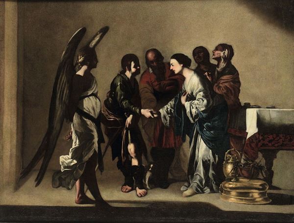 Bernardo Cavallino (Napoli 1616 - 1656) Matrimonio di Tobiolo