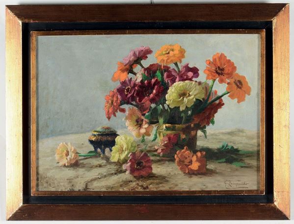 Giovanni Zangrando (1869-1941) Vaso di fiori