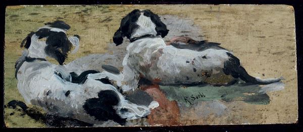 Raffaello Sorbi (1844-1931) Studio di due cani