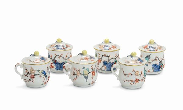 Six cream pots, probably Chantilly, 18th century