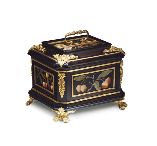 A case in rosewood, ebony, hard stones and chiselled and gilded bronze. Florence, Grand Ducal Gallery of Works, 17th-18th century.