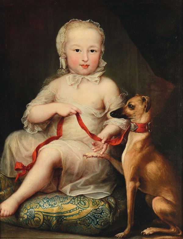 Scuola Austriaca del XVIII secolo Fanciulla con cane