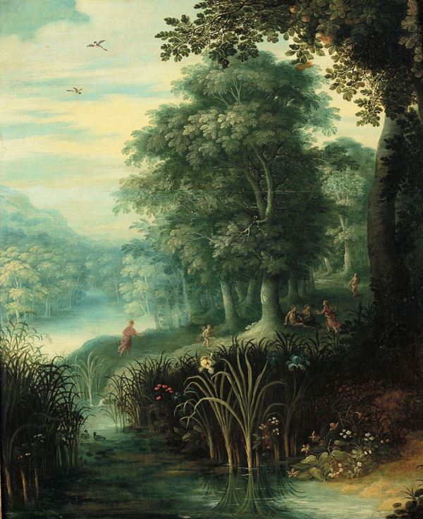 Jan Bruegel il Giovane (Anversa 1601 - 1678), cerchia di Paesaggio fluviale