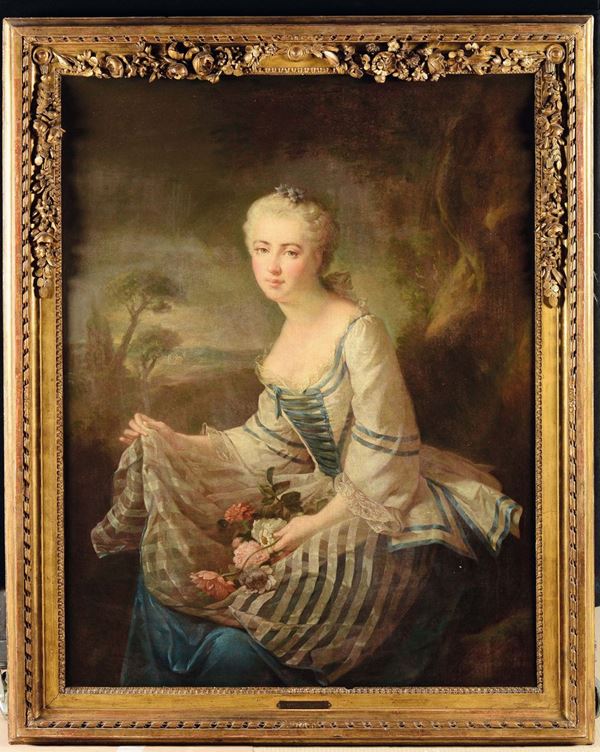 Louis Toque (Parigi 1696 - 1772) Ritratto di gentildonna