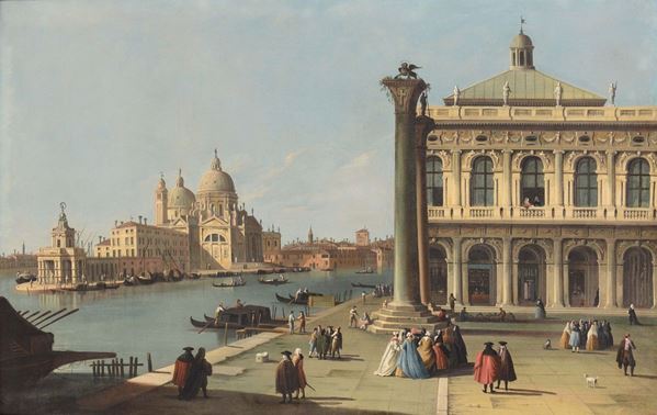 Giovanni Richter (Stockholm 1665 - Venice 1745) Veduta del Canal Grande dalla Piazzetta con la punta della Dogane e la Chiesa della Salute