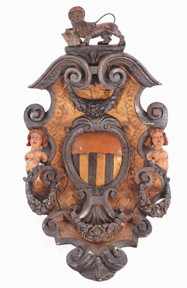 A large wooden crest, Venice, 17th century