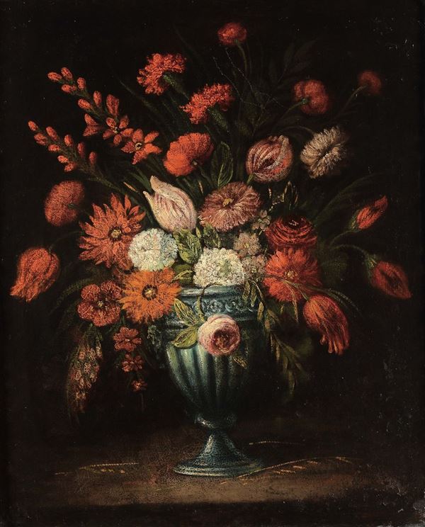 Scuola Italiana del XVIII secolo Natura morta con vaso di fiori Natura morta con vaso di fiori
