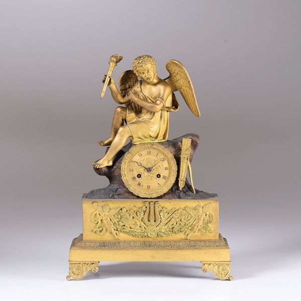 Pendola da tavolo in bronzo dorato, Le Roy, Francia XIX secolo