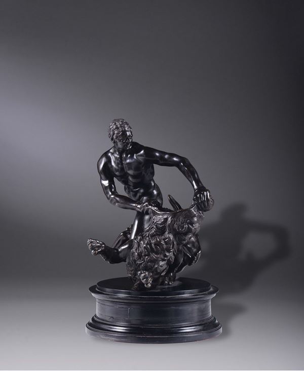 A bronze sculpture with Hercules and the Nemean lion, 18th century Venetian smelter