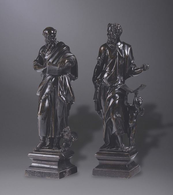 2 bronze sculptures with Evangelists, Venetian smelter, early 17th century