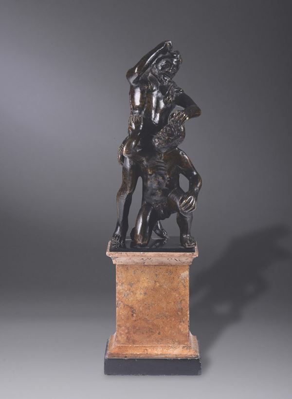 A bronze sculpture with Hercules and Cacus, 17th century smelter from northern Italy