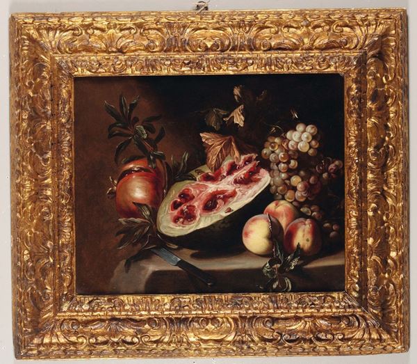 Giovanni Stanchi (Roma 1608 - 1675) Natura morta con frutta
