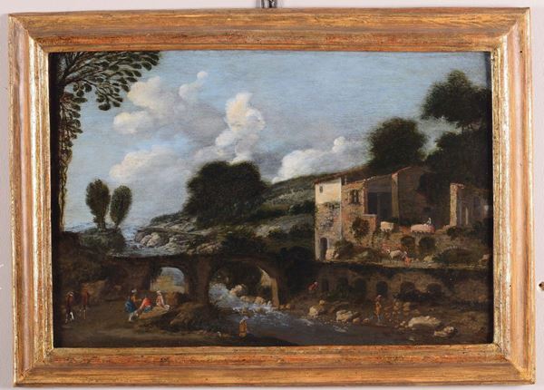 Filippo Napoletano (Roma 1587-1629) Paesaggio con corso d’acqua