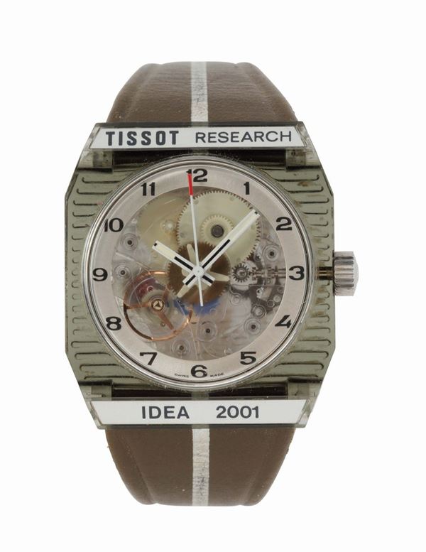 TISSOT,Research, Idea 2001, orologio da polso, di forma ottagonale, in plastica trasparente verde. Realizzato nel 1970