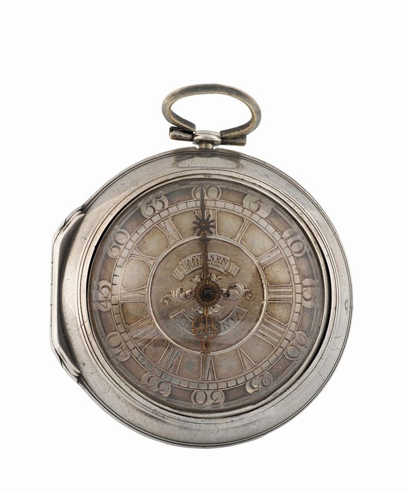 HALVER HAAVELSEN CHRISTIANIA, orologio da tasca, in argento. Realizzato nel 1700 circa  - Asta Orologi da Polso e da Tasca - Cambi Casa d'Aste