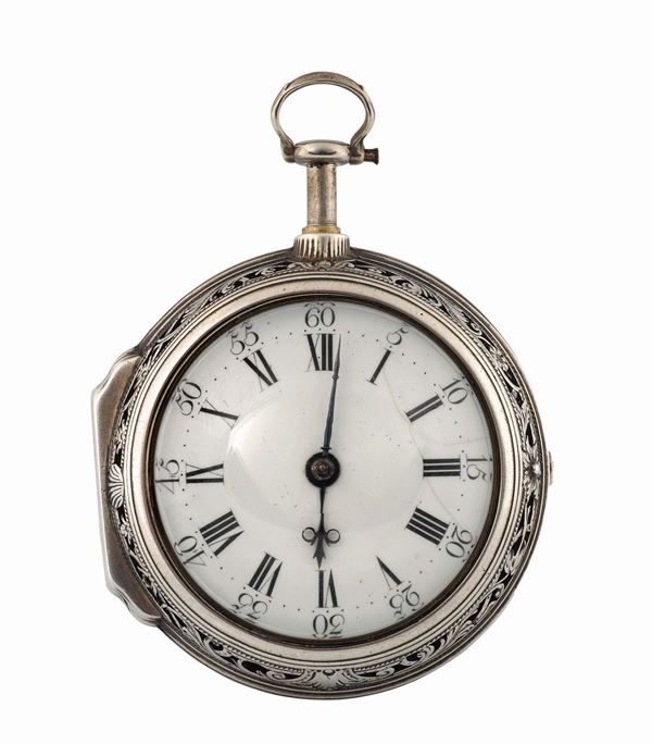 THOMAS WAGSTAFFE, London, silver pocket watch with quarter and hours repeating. Made circa 1760