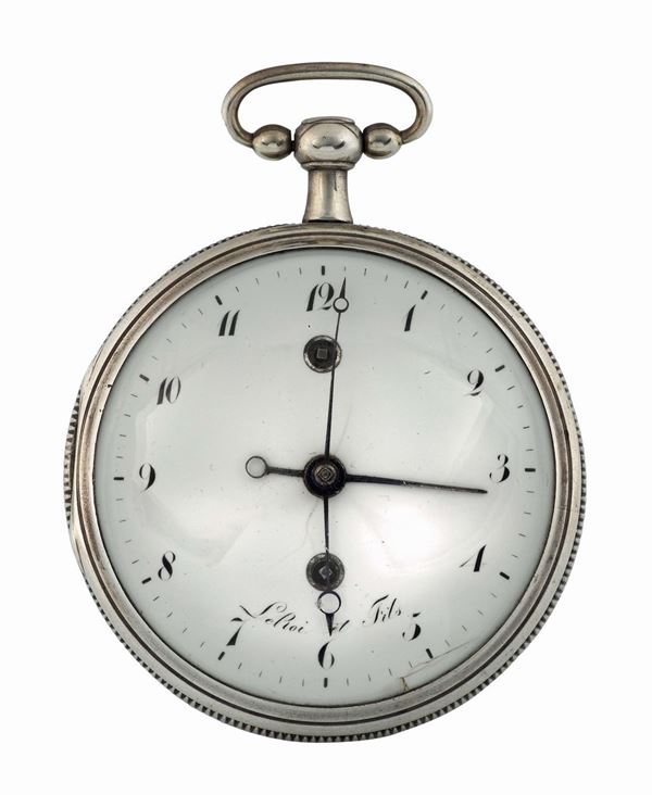 LEROI ET FILS, orologio da tasca, in argento con svegliarino. Realizzato nel 1700 circa