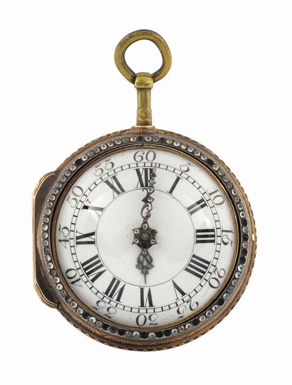 F.res et Amalric, orologio da tasca, in oro giallo. Realizzato nel 1700 circa