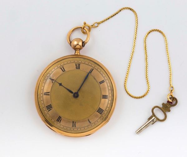 AUBERT ET FILS, yellow gold pocket watch with quarter repeating. Made circa 1800