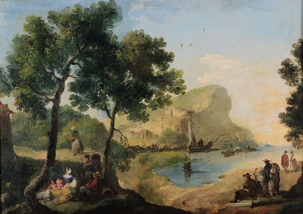 Giuseppe Bernardino Bison (Palmanova 1762 - Milano 1844) Paesaggio con figure