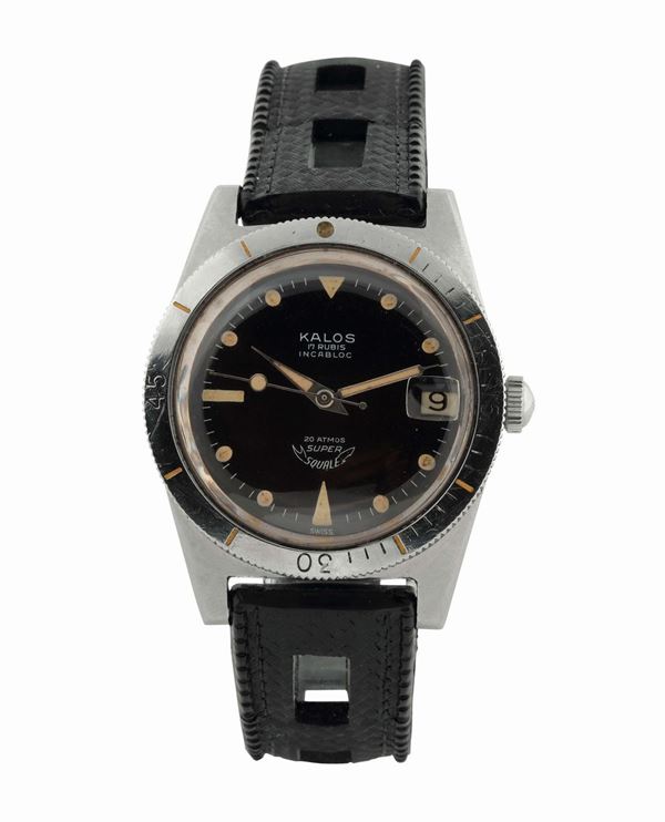 KALOS, SUPER SQUALE, Ref. 1157, orologio da polso, automatico, impermeabile, in acciaio con datario. Realizzato nel 1960 circa
