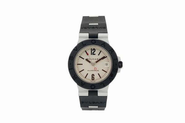 BULGARI, Alluminum, Ref. AL38A, self-winding, water resistant alluminum wristwatch with date and an original buckle. Made circa 1990