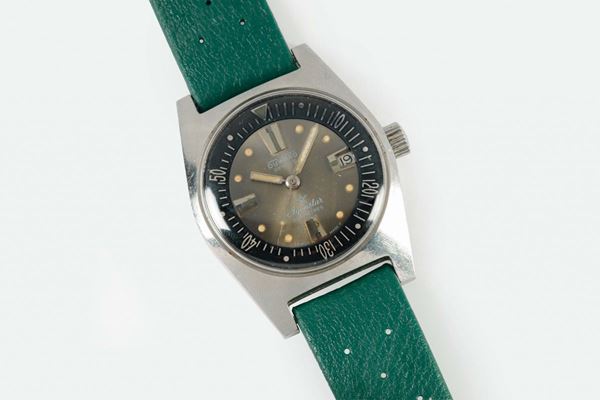 DUWARD, Geneve, AQUASTAR, orologio da polso, impermeabile, automatico, in acciaio con datario. Realizzato nel 1960 circa
