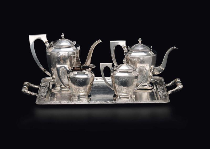 A silver tea set with tray, China, Qing Dynasty, 19th century  - Auction Fine Chinese Works of Art - Cambi Casa d'Aste