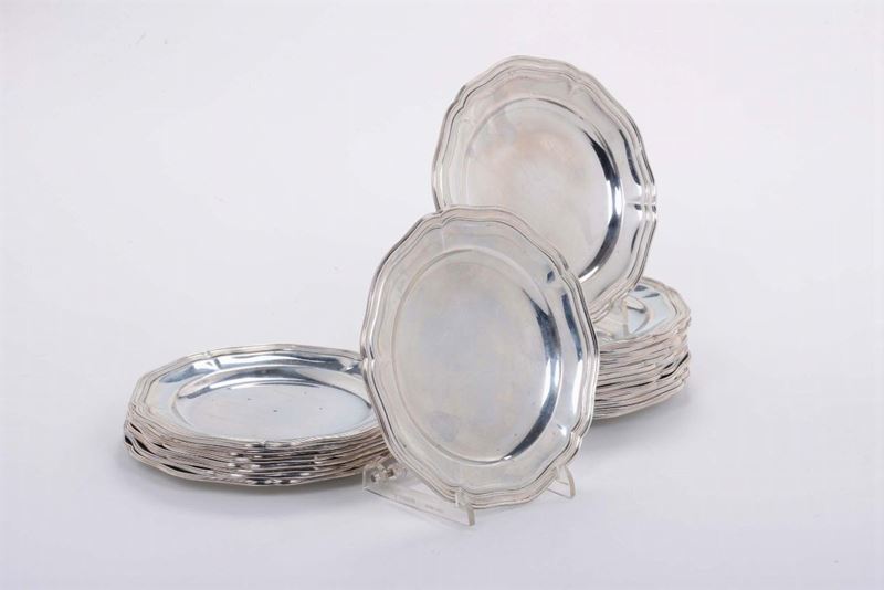 Lotto di 24 piatti piccoli in argento, Calderoni, Alessandria  - Auction Modern and Contemporary Silvers - Cambi Casa d'Aste
