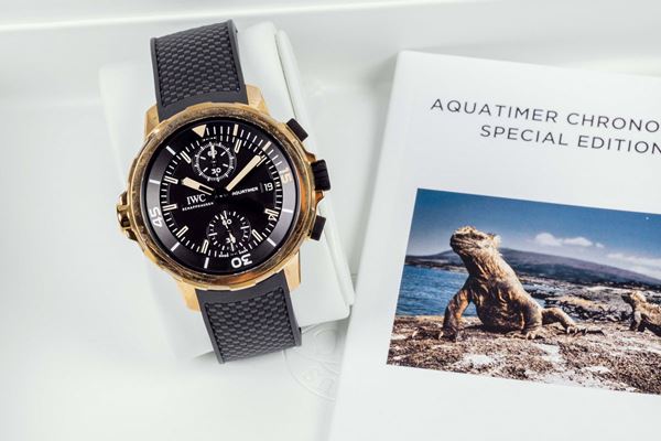 IWC,  Expedition Charles Darwin, AQUATIMER, Ref. IW379503, self-winding, water resistant, bronze chronograph wristwatch with date and an original buckle. Accompanied by the original box, Guarantee and hang tag.