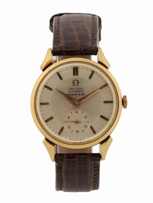 OMEGA, Automatic, Tiffany&Co., movement No. 14665832, 14K yellow gold, self-winding wristwatch. Made circa 1954
