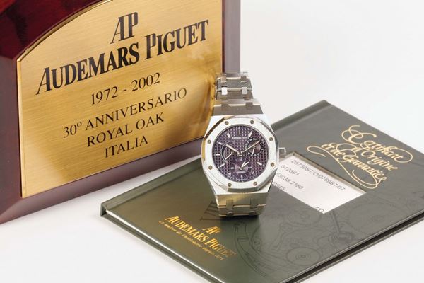 Audemars Piguet, Royal Oak Dual- Time Automatic, No. 2180, case No. E53038, Ref. 25730ST. Made in a  [..]