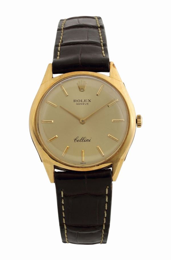 ROLEX, CELLINI, 18K yellow gold wristwatch with original buckle. Made circa 1980. Accompanied by the original box
