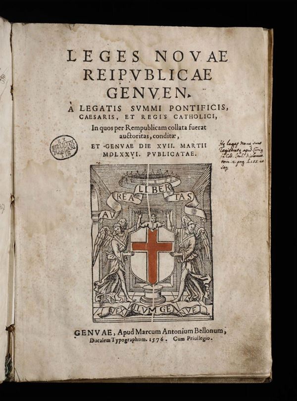 Genova - Leggi Nuove Leges novae reipublicae genuen...Genuae, Apud Marcum Antonium Bellonum, 1576