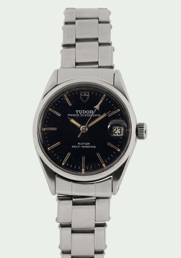 TUDOR, PRINCE OYSTERDATE, ROTOR SELF-WINDING, stainless steel, self-winding wristwatch with date and a steel riveted Tudor bracelet. Case made by Rolex. Made circa 1960
