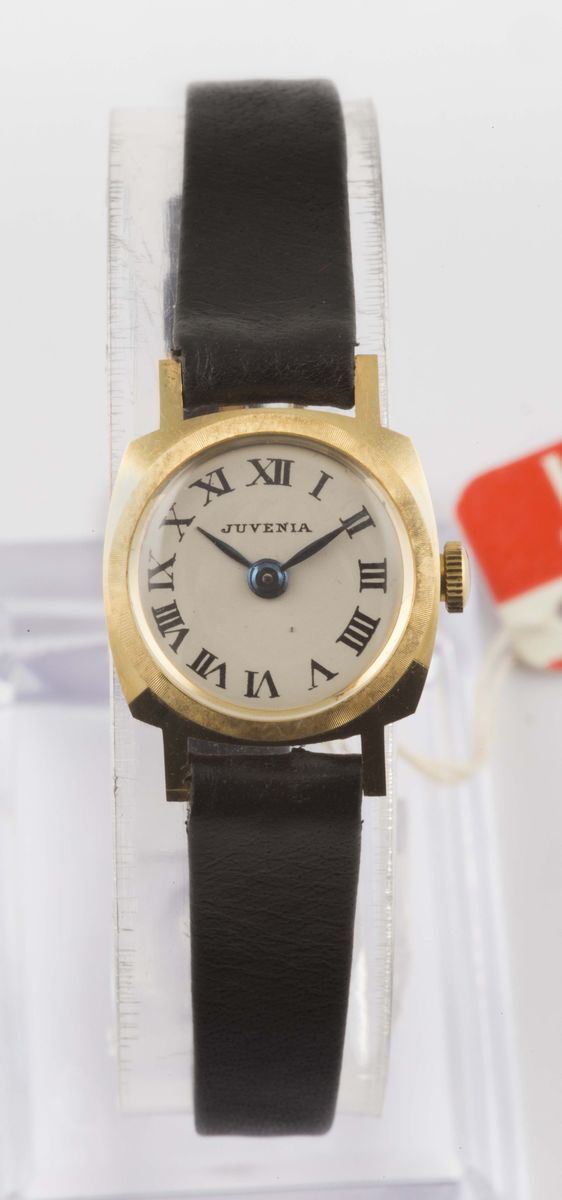JUVENIA, orologio da polso, da donna, in oro giallo 18K, a carica manuale. Accompagnato da scatola e Garanzia. Realizzato nel 1960 circa