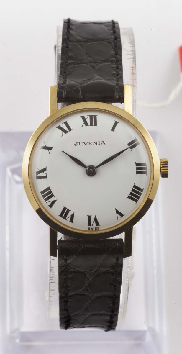 JUVENIA, orologio da donna, in oro giallo 18K, a carica manuale. Accompagnato da scatola e Garanzia. Realizzato nel 1960 circa  - Asta Orologi da Polso e da Tasca - Cambi Casa d'Aste